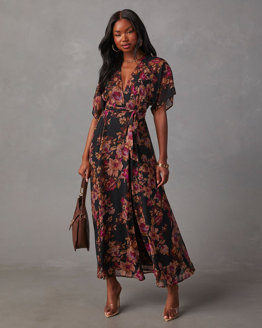 Tan floral maxi dress Clearance
