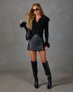 Romance Pending Knit Shaggy Faux Fur Cardigan