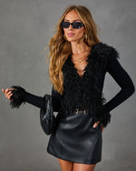 Romance Pending Knit Shaggy Faux Fur Cardigan