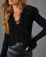 Romance Pending Knit Shaggy Faux Fur Cardigan