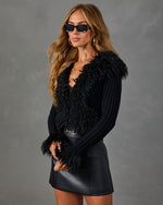 Romance Pending Knit Shaggy Faux Fur Cardigan