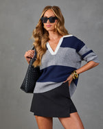 First Edition Striped Contrast Trim Sweater