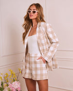 Soft Check Plaid Print Blazer