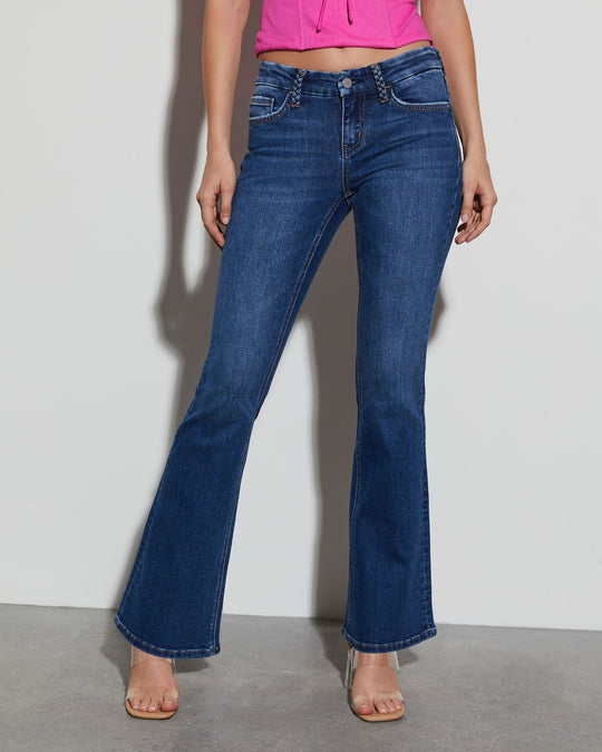 Suzanne Braided Low Rise Flare Jeans