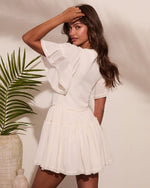 Cream % Honey Meadow Cotton Ruffle Knit Mini Dress-4