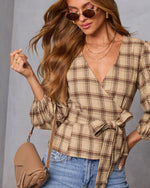 Nalena Plaid Wrap Blouse