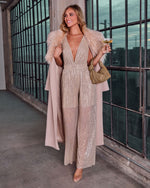 Champagne Stardust Sequin Jumpsuit