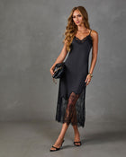 Darling Moment Satin Lace Midi Dress