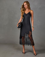 Darling Moment Satin Lace Midi Dress