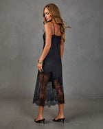 Darling Moment Satin Lace Midi Dress