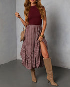 Metina Gingham Midi Skirt