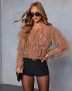 Memorable Night Ruffle Mesh Top
