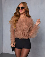 Memorable Night Ruffle Mesh Top