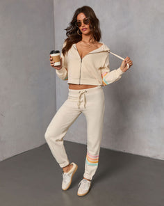 Seloria Striped Sleeve Drawstring Hoodie