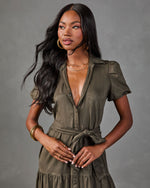 Monae Tiered Faux Suede Midi Dress