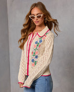 Sweet Meadow Embroidered Knit Sweater