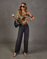 Autumn Whimsy Floral Mesh Top