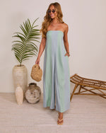 Sundrop Lagoon Striped Relaxed Strapless Jumpsuit