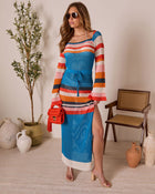 Blue Multi % By The Sea Crochet Maxi Cover Up Dress-1