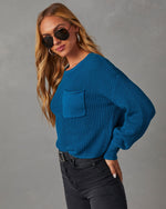 Dark Teal % Kerry Relaxed Long Sleeve Sweater Top 3