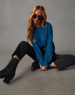 Dark Teal % Kerry Relaxed Long Sleeve Sweater Top 5