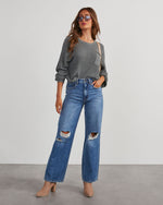 Heather Grey % Kerry Relaxed Long Sleeve Sweater Top-2