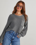 Heather Grey % Kerry Relaxed Long Sleeve Sweater Top-4