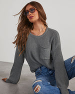 Heather Grey % Kerry Relaxed Long Sleeve Sweater Top-1