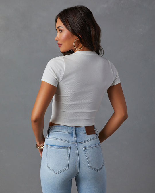 White % Julissa Ribbed Cropped Tee-4