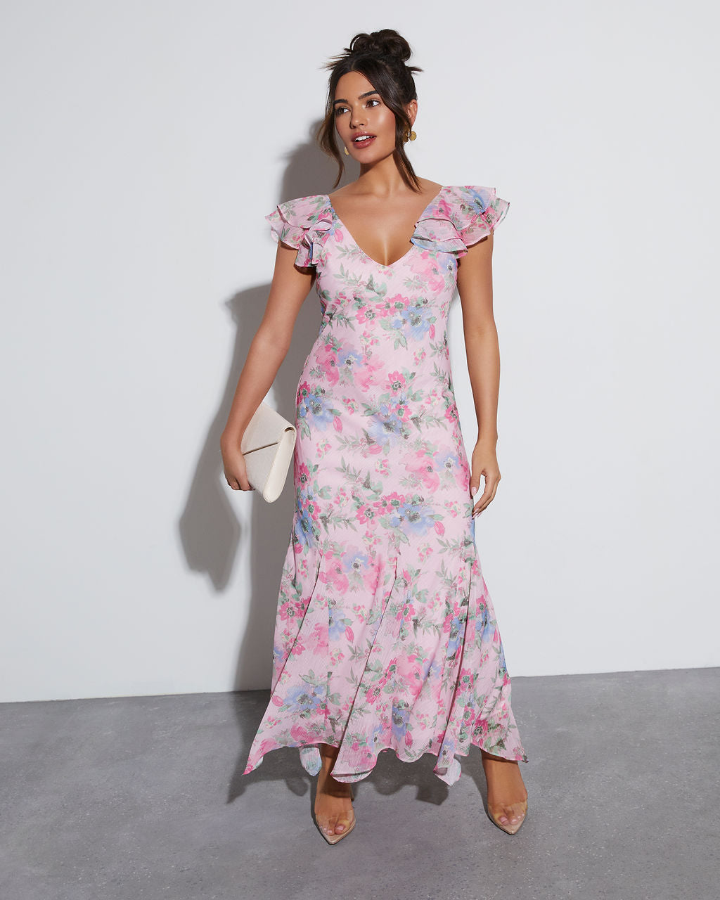 Orchard Floral Ruffle Sleeve Maxi Dress – VICI