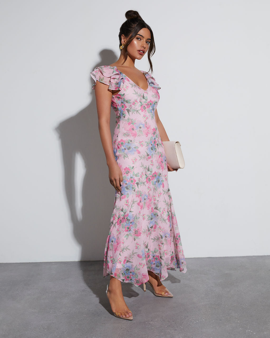Orchard Floral Ruffle Sleeve Maxi Dress – VICI