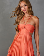 Endless Light Pleated Satin Maxi Dress