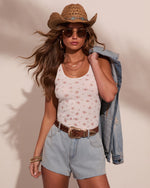 White Floral % Outlaw Orchid Floral Tank Top-5