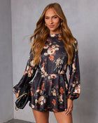 Black % Serene Tiered Floral Romper-1