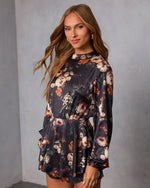 Black % Serene Tiered Floral Romper-3