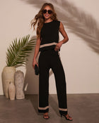 Black/Taupe % Cool Again Contrast Trim Top-1