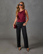 Devin Satin Cowl Tank Top