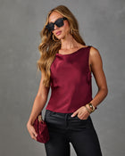 Devin Satin Cowl Tank Top