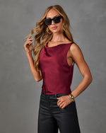 Devin Satin Cowl Tank Top