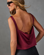 Devin Satin Cowl Tank Top