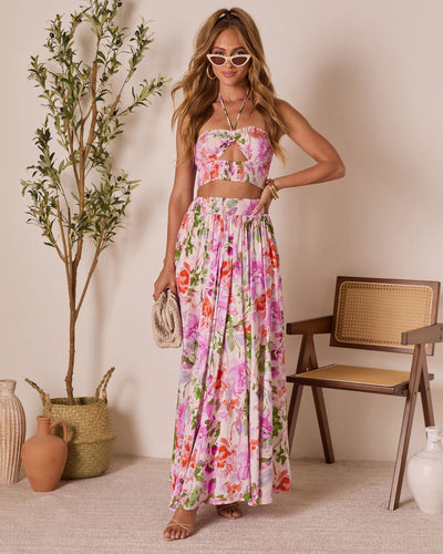 Moonpetal Smocked Floral Halter Top VICI Moonpetal Smocked Floral Halter Top VICI