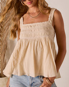 Natural % Juney Pleated Babydoll Tank-6