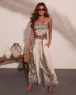 Riviera Nights Tropical Paisley Print Wide Leg Pants