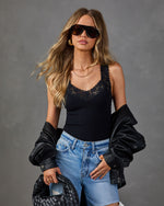 Peony Darling Ribbed Floral Lace Tank Top