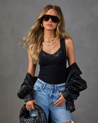 Peony Darling Ribbed Floral Lace Tank Top
