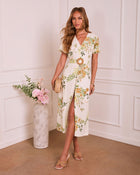 Sweet Tropics Belted Floral Midi Dress