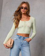 Happy Bloom Bust Tie Embroidered Top