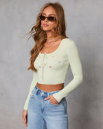 Happy Bloom Bust Tie Embroidered Top