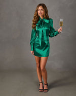 Holiday Exclusive Lurex Neck Tie Mini Dress