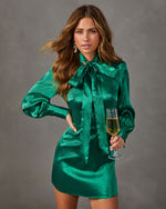 Holiday Exclusive Lurex Neck Tie Mini Dress